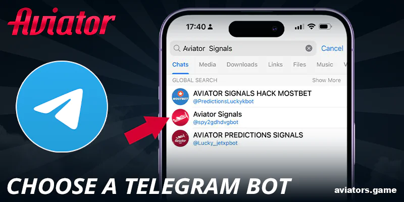 Select the desired Aviator Signals bot