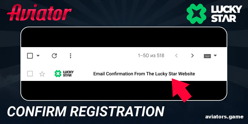Confirm your registration at Lucky Star via email